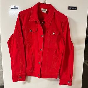 Distinct Women's Vibrant Red Jean Jacket